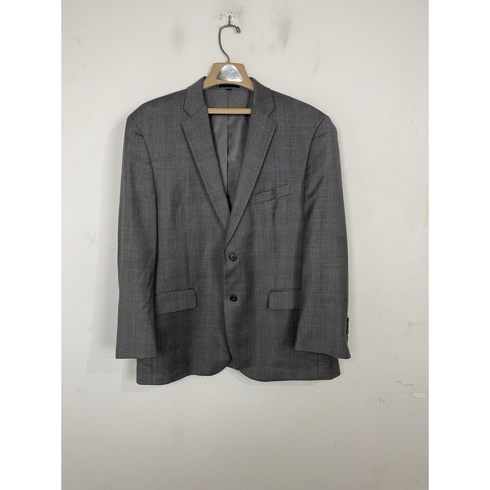 Jos A Bank Mens Blazer‎ 44 Gray Plaid Preppy 1905 Formal Wool Blend Two Button
